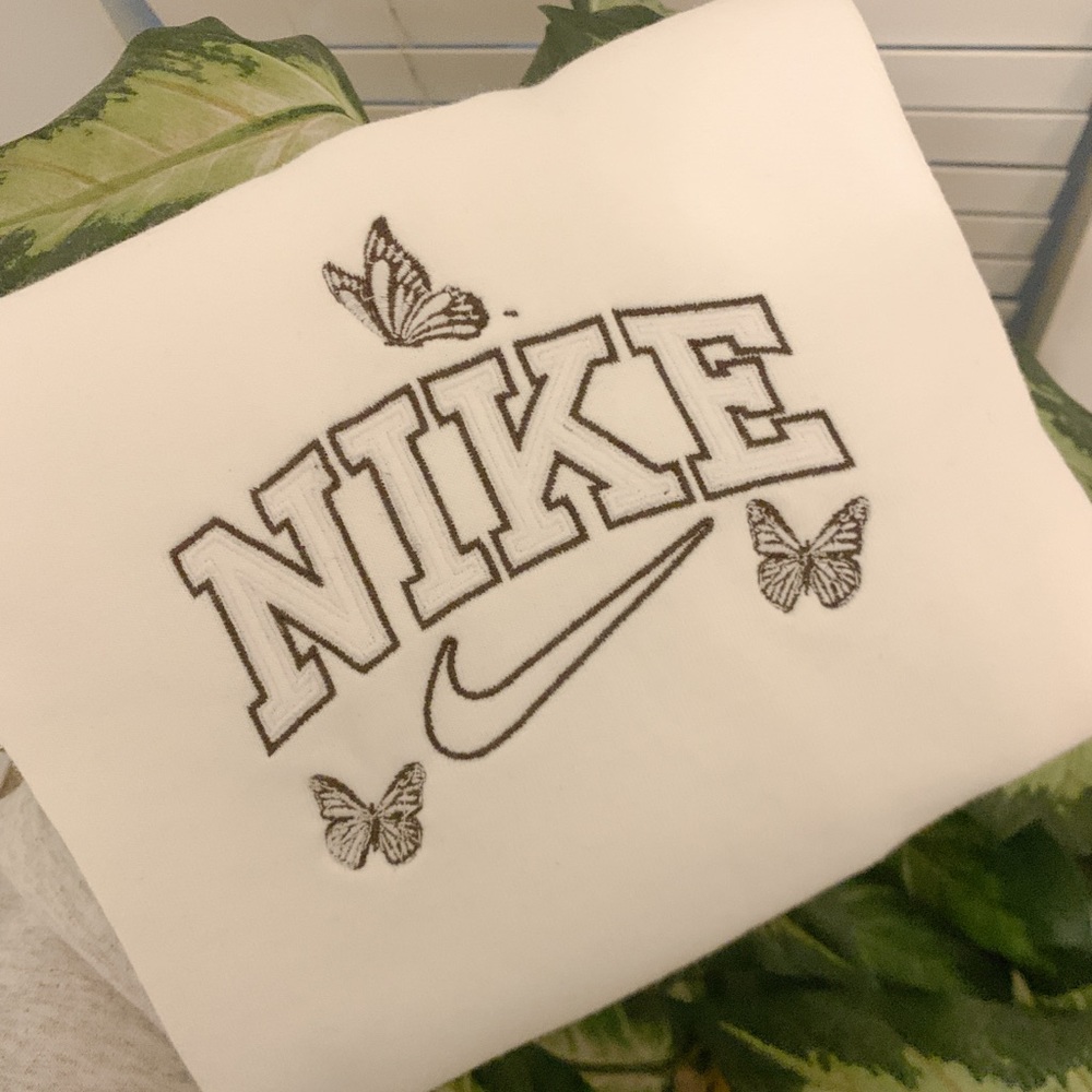 Butterfly Nike Embroidered Crewneck Sweatshirt